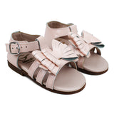 Sandals in pink calfskin leather with butterfly detail