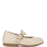 Ballerinas with Wavy Profile in Beige Calfskin Leather