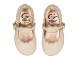 Ballerinas with Wavy Profile in Beige Calfskin Leather