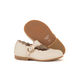Ballerinas with Wavy Profile in Beige Calfskin Leather