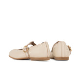 Ballerinas with Wavy Profile in Beige Calfskin Leather