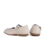 First-step Ballerinas in Beige Calfskin Leather with Strap