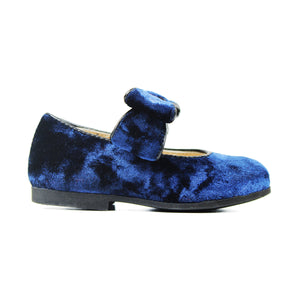 Toddler Ballerina in navy velvet with bow