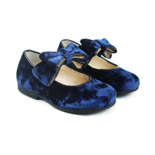 Load image into Gallery viewer, Toddler Ballerina in navy velvet with bow
