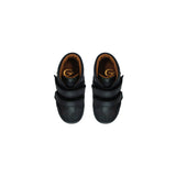 Double Strap Toddler High-Top Sneakers in Blue Calfskin Leather