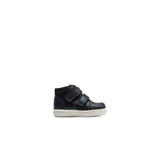 Double Strap Toddler High-Top Sneakers in Blue Calfskin Leather