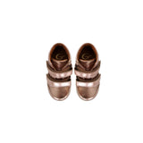 Double Strap Toddler High-Top Sneakers in Metallic Calfskin Leather