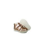 Double Strap Toddler High-Top Sneakers in Metallic Calfskin Leather