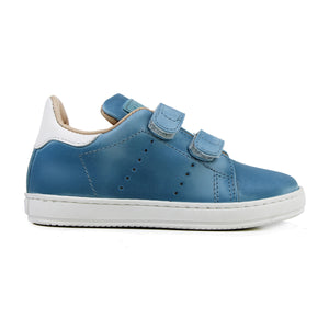 Toddler sneaker in blue calf and white details