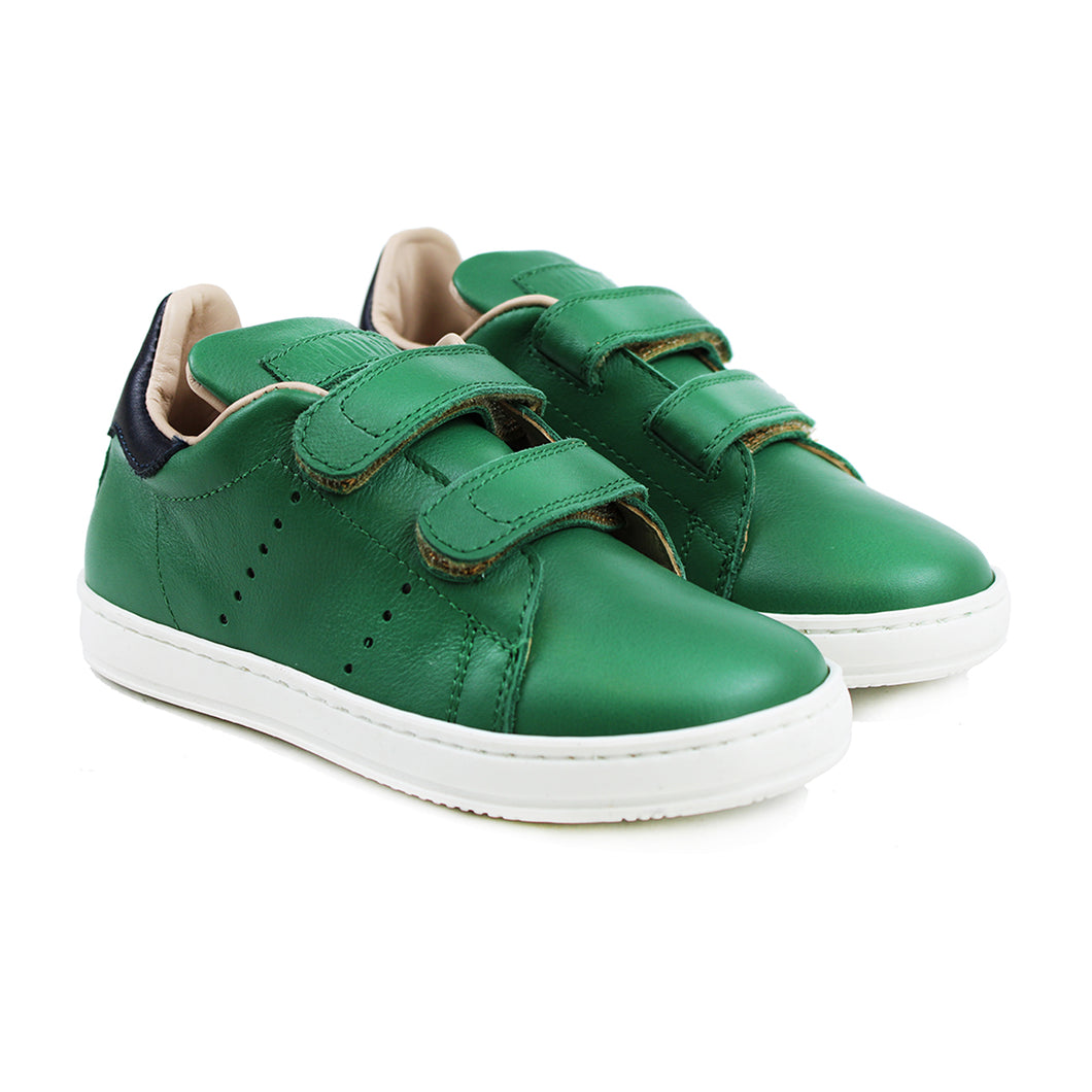 Toddler sneaker in green calf and black details