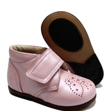 Toddler Brogue Shoes in Pink Calfskin Leather