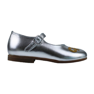 Toddler ballerina in silver and gold leather