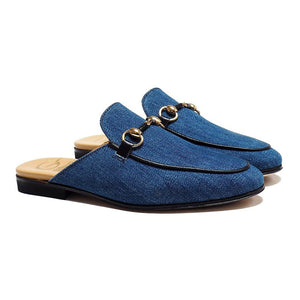 Slipper in Denim with Black Details