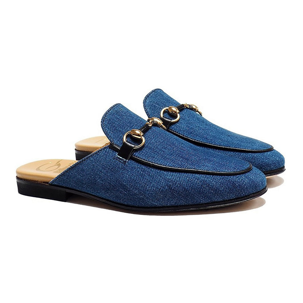 Slipper in Denim with Black Details