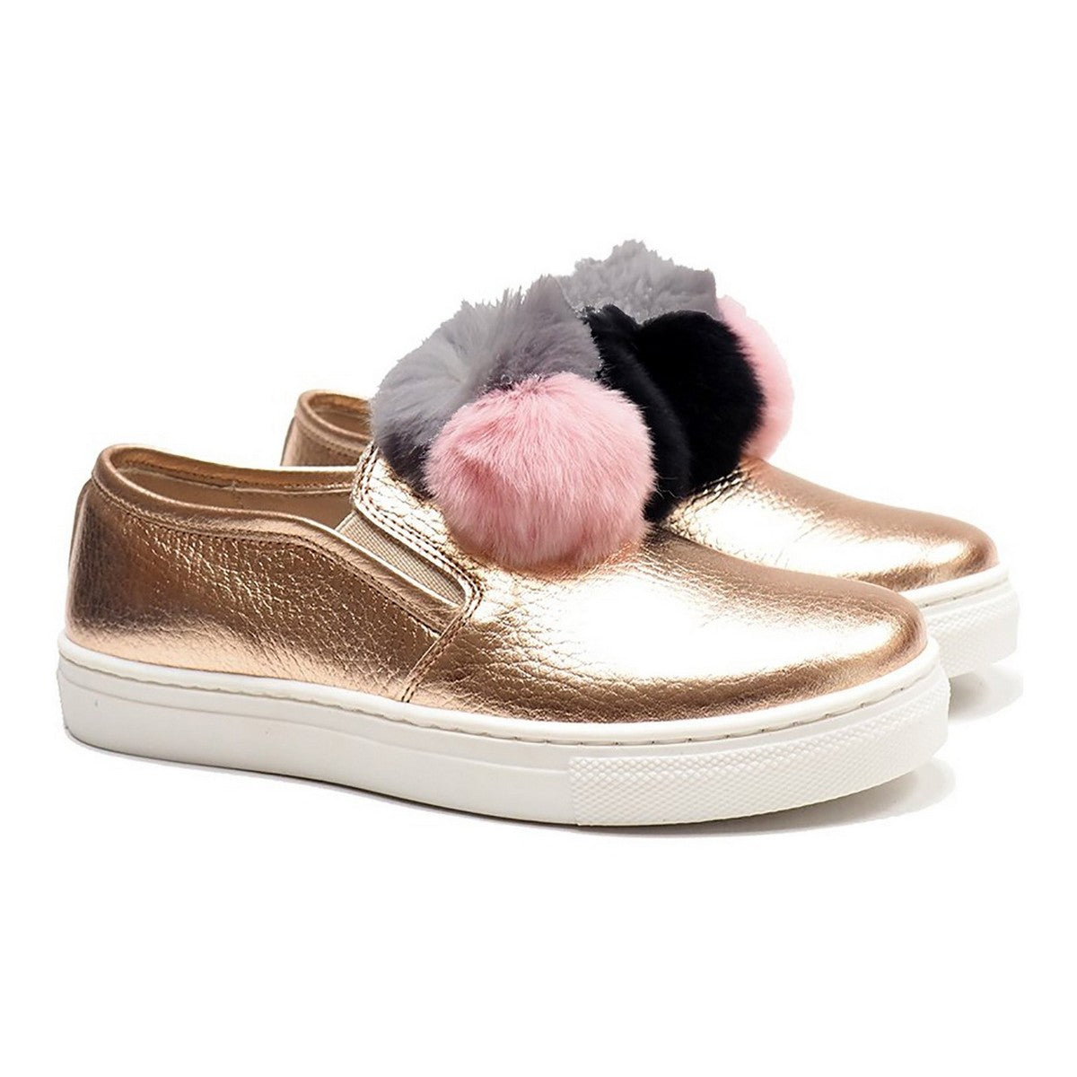 Slip on with ponpon application in champagne elk leather