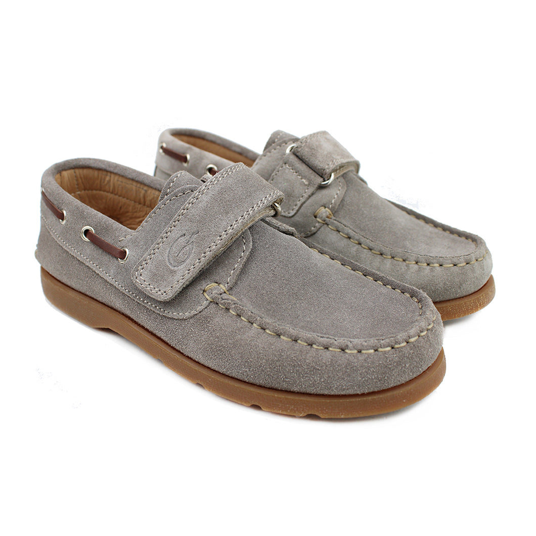 Grey Suede boat shoes with brown details