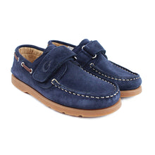 Load image into Gallery viewer, Midnight blue velour boat shoes
