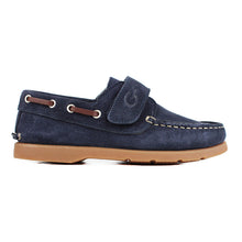 Load image into Gallery viewer, Midnight blue velour boat shoes
