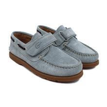 Load image into Gallery viewer, Grey Suede boat shoes with amber details
