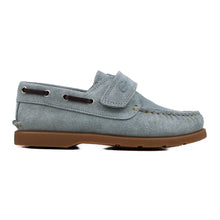 Load image into Gallery viewer, Grey Suede boat shoes with amber details
