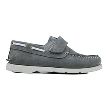 Load image into Gallery viewer, Grey Suede boat shoes with white details
