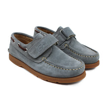 Load image into Gallery viewer, Sahara Grey Suede boat shoes with amber details
