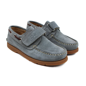 Sahara Grey Suede boat shoes with amber details